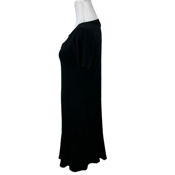 WHBM Stretchy T-shirt Knit Minimal Classic Little Black Dress Ruffle Hem - Picture 2 of 11